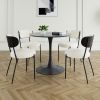 Modern grey simple teddy velvet dining chair Upholstered chair Family bedroom stool back dressing, Black round table set