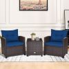3 Pieces Rattan Patio Furniture Set With Washable Cushion