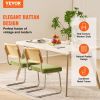 VEVOR Rattan Dining Chairs Set of 2, Mid Century Modern Dining Chair, Upholstered Velvet Accent Chair with Rattan Back
