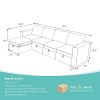Modular 6-Piece Sectional Sofa â€“ 109''L x 54.5''W x 34''H, Available in Beige, Black, and Gray