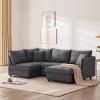 89*79" Modern Modular Sectional Sofa with Deep Seat,Vertical Stripes,5 Seat Corner Couch with Movable Ottoman,Throw Pillows