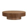 Modern Handcraft Drum Coffee Table Length 43.7 inch Ellipse Coffee Table for Living Room,Oval Small Coffee Table with Sturdy Pedestal