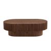 43.70 Inch Modern Handcraft Drum Coffee Table Oval Coffee Table for Living Room,Small Wooden Coffee Table with Sturdy Pedestal for Office