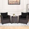 3 Pieces Rattan Patio Furniture Set With Washable Cushion
