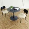 Modern grey simple pu dining chair upholstered chair Family bedroom stool back dressing, black round table set