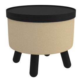 BETSY-STORAGE OTTOMAN (Color: Beige_Black)