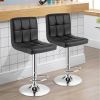 Set of 2 Modern Adjustable Height Barstools with PU Leather Swivel Seat
