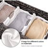 PP Rattan 3-Basket Laundry Hamper Sorter Cart with Removable Cotton Bags