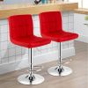 Set of 2 Modern Adjustable Height Barstools w/ Comfortable  PU Leather Seat