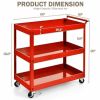 Steel Frame Kitchen Serving Utility Cart on Wheels with 2 Bottom Shelves